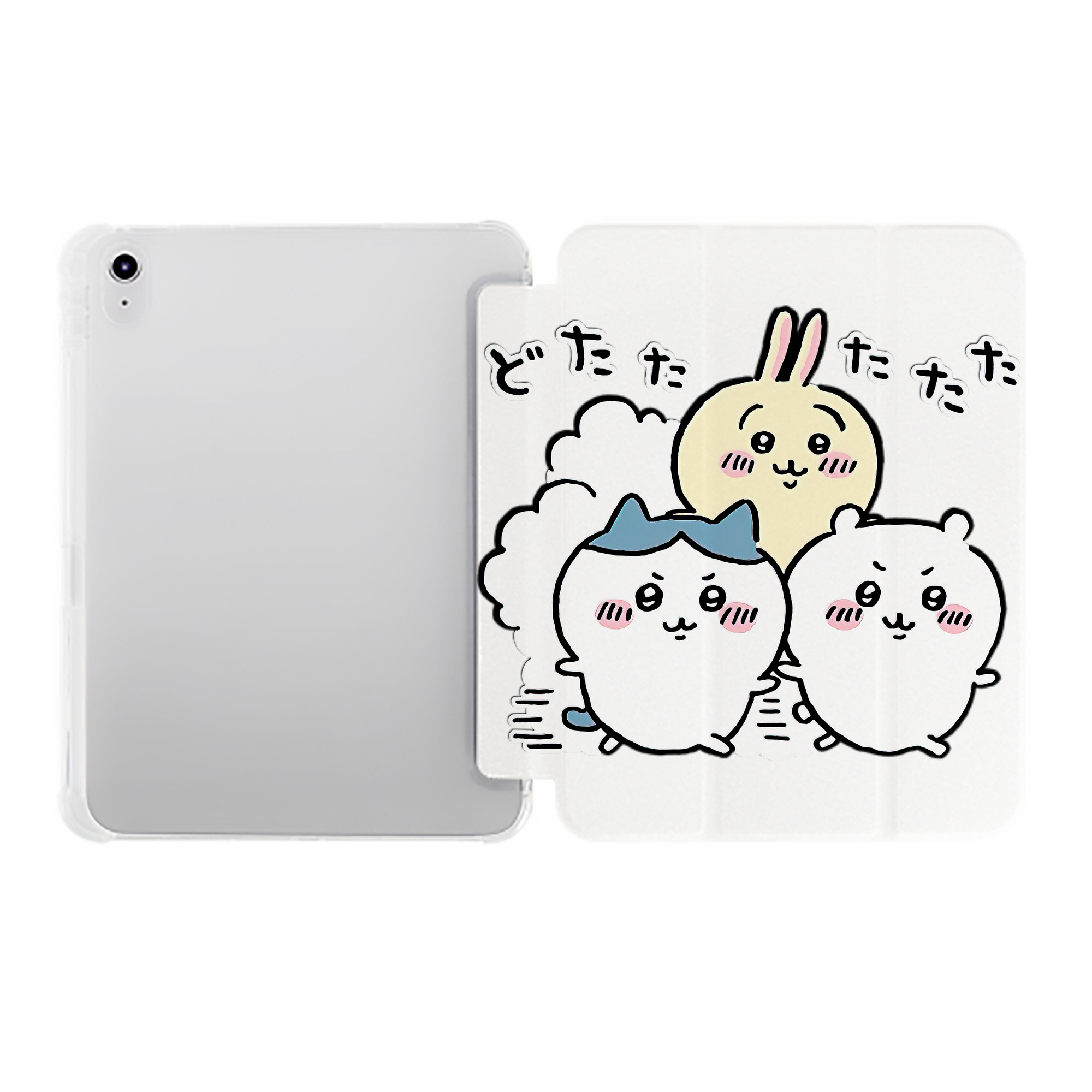 （画像用） ちいかわ ハチワレ Chii-kawa hachiware IPad ケース ペン収納付き 三つ折りスタンド PUレザー×シリコン 対応機種9.5/10.5/10.9インチ
